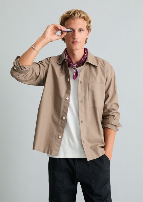 Boxy Oxford Shirt — Light Brown