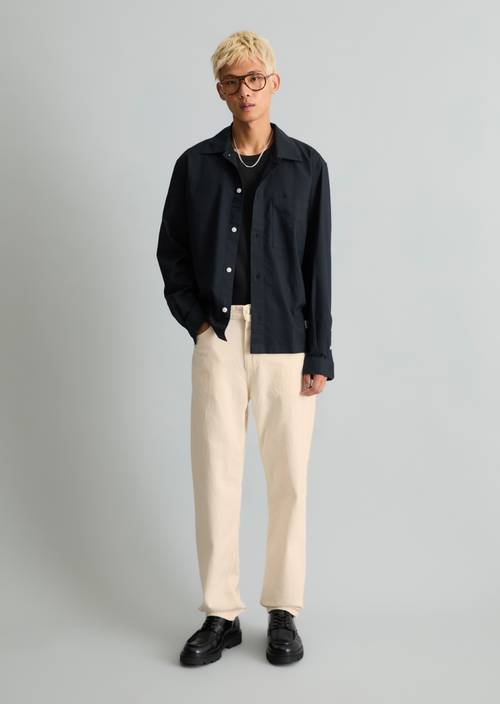Boxy Oxford Shirt Dark Blue in front view