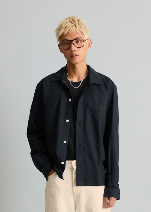 Boxy Oxford Shirt — Dark Blue