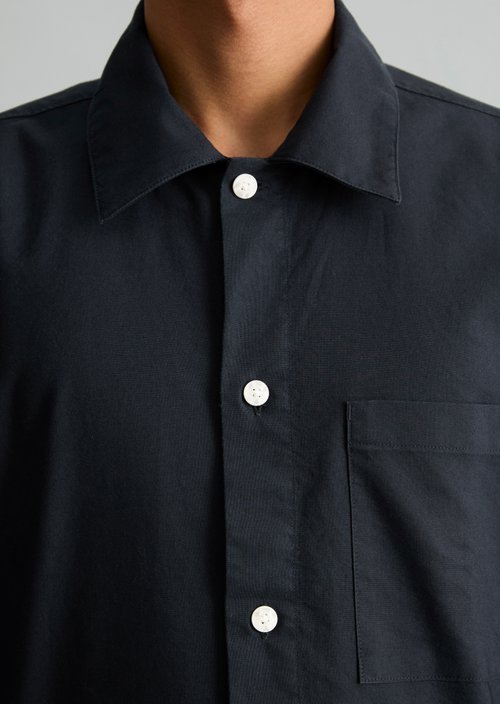 Boxy Oxford Shirt — Dark Blue