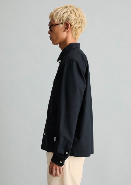 Boxy Oxford Shirt — Dark Blue