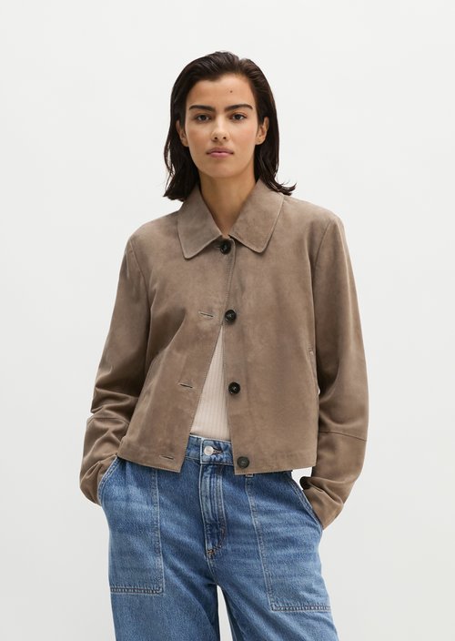 Suede jacket fitted — Stone Taupe