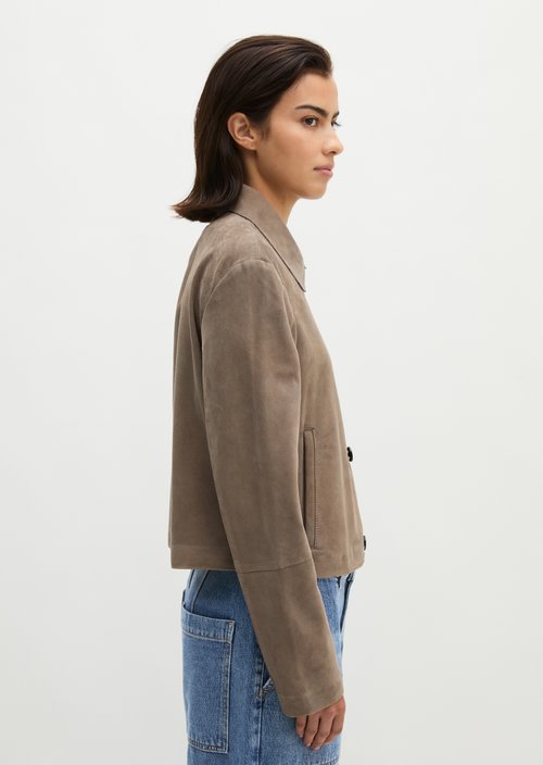 Suede jacket fitted — Stone Taupe