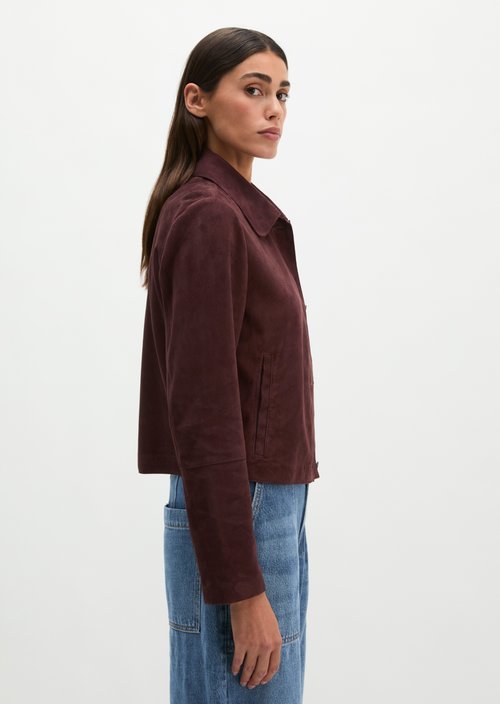 Suede jacket fitted — Black Cherry