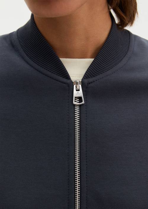 Relaxed jersey blouson Maritime Blue in detail view
