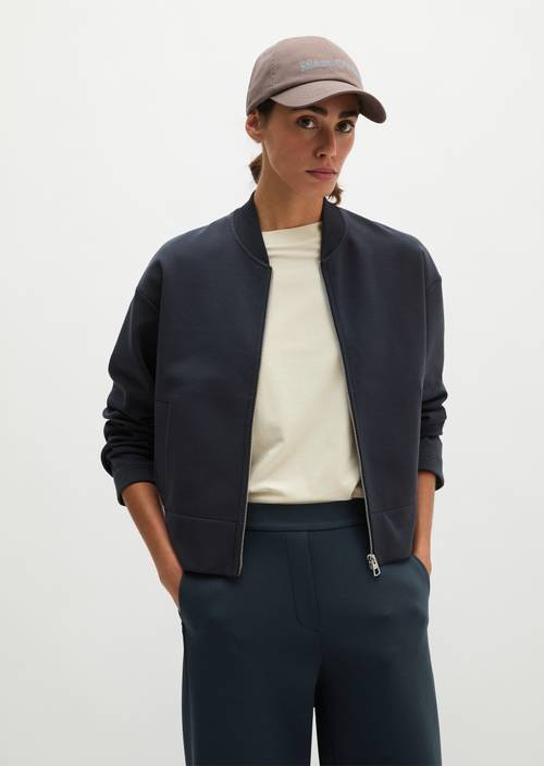 Relaxed jersey blouson Maritime Blue in front view