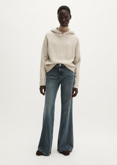 Loose-fitting hooded sweater — Light Brown