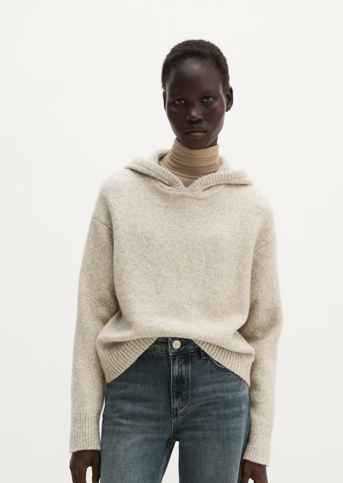 Loose-fitting hooded sweater — Light Brown
