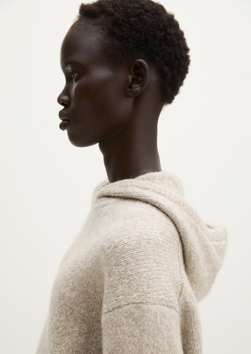 Loose-fitting hooded sweater — Light Brown