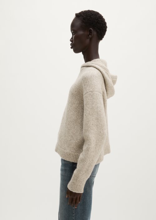 Loose-fitting hooded sweater — Light Brown
