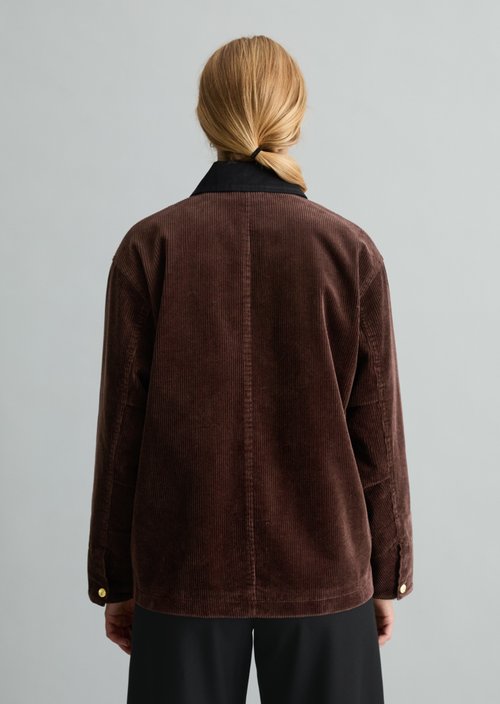 Relaxed-Fit Corduroy Barn Jacket — Espresso Brown