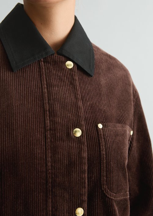 Relaxed-Fit Corduroy Barn Jacket — Espresso Brown