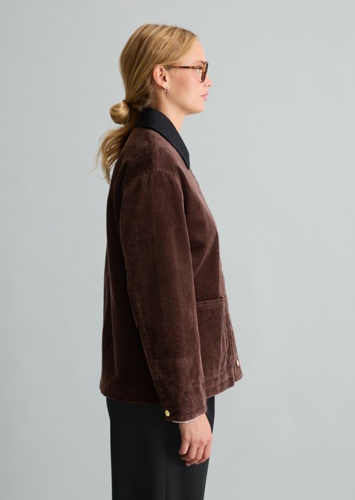 Relaxed-Fit Corduroy Barn Jacket — Espresso Brown