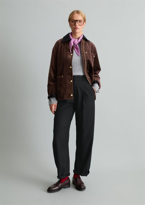 Relaxed-Fit Corduroy Barn Jacket — Espresso Brown