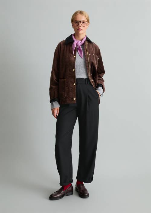 Cord-Barnjacket relaxed Espresso Brown in Frontalansicht