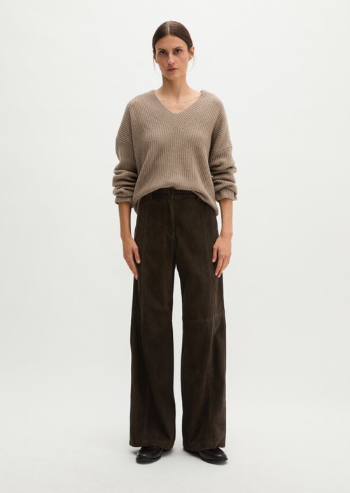Wide-leg leather pants — Burnt Coffee