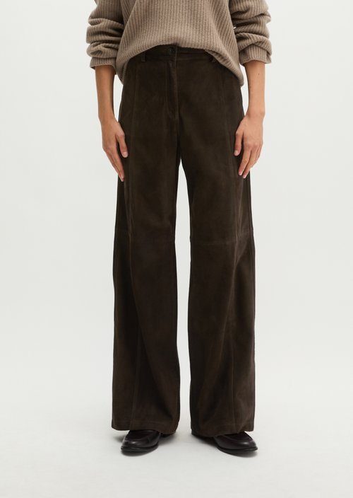 Wide-leg leather pants — Burnt Coffee