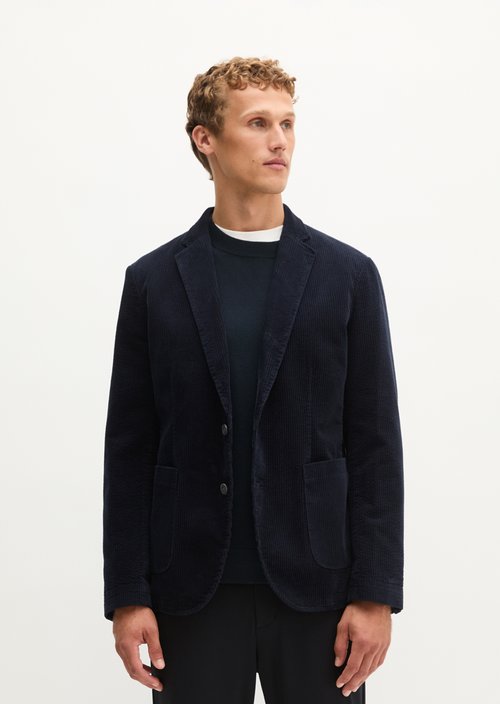 Regular-Fit Corduroy Blazer — Dark Navy