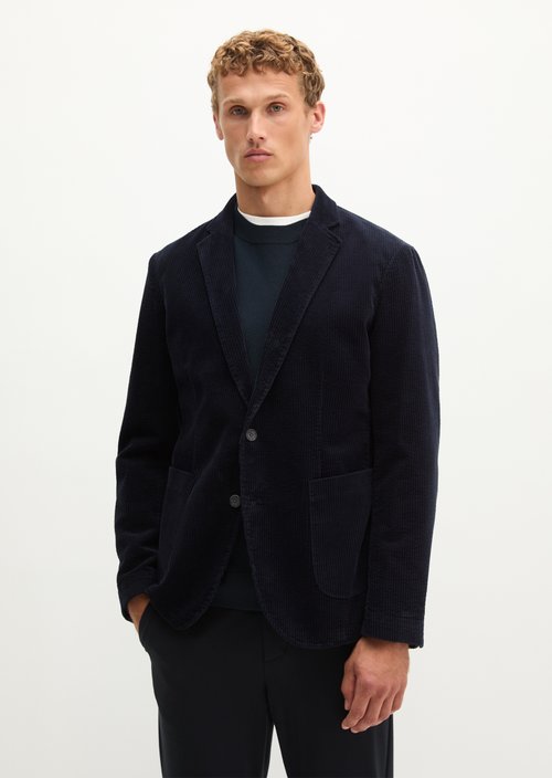 Regular-Fit Corduroy Blazer — Dark Navy