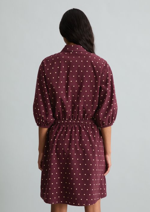 Short A-Line Seersucker Skirt — Dark Red