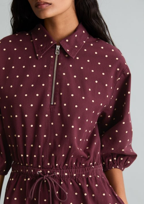 Short A-Line Seersucker Skirt — Dark Red