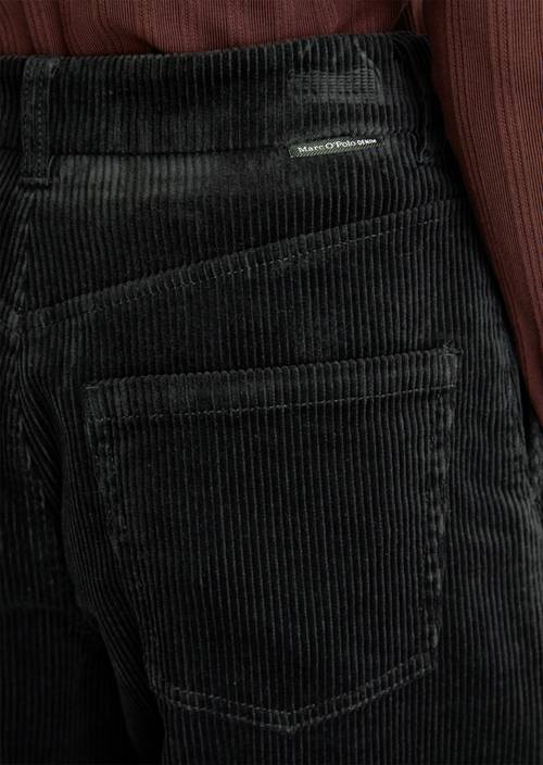 Pantalon en velours côtelé modèle Airin, coupe « barrel leg » Black en vue détaillée