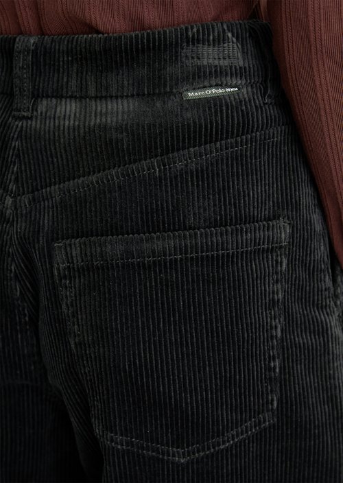 Airin Barrel-Leg Cord Pants — Black