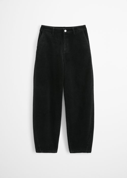 Airin Barrel-Leg Cord Pants — Black