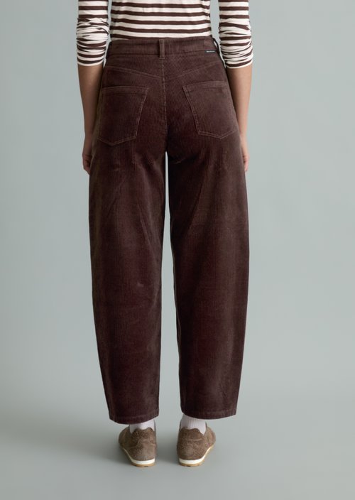 Airin Barrel-Leg Cord Pants — Espresso Brown