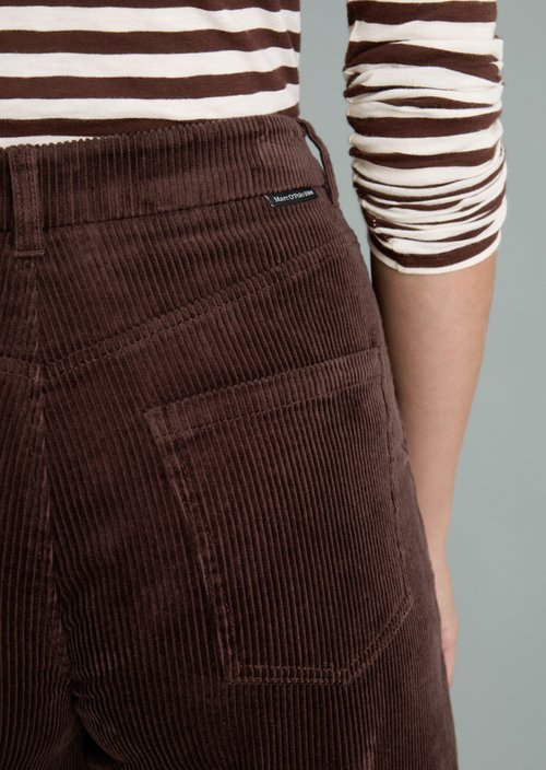 Airin Barrel-Leg Cord Pants — Espresso Brown