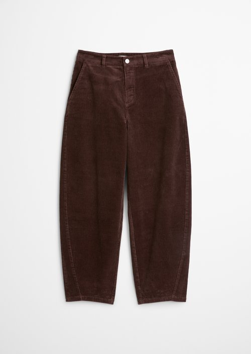 Airin Barrel-Leg Cord Pants — Espresso Brown