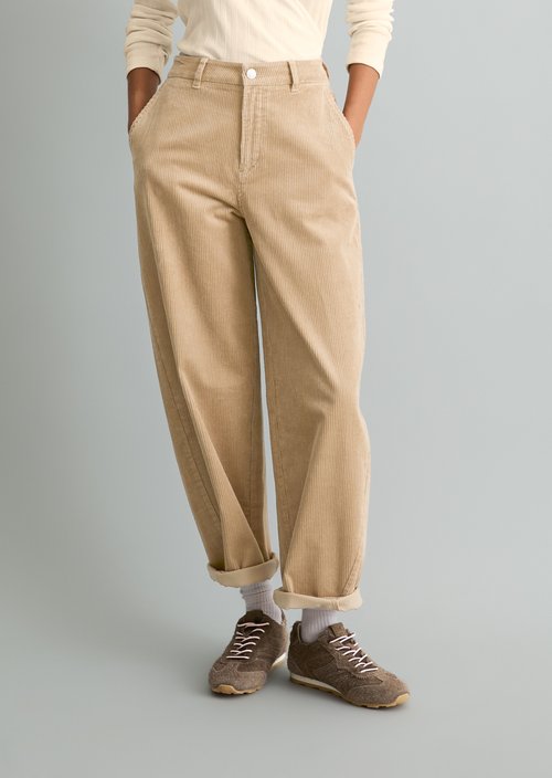 Airin Barrel-Leg Cord Pants — Sandpaper