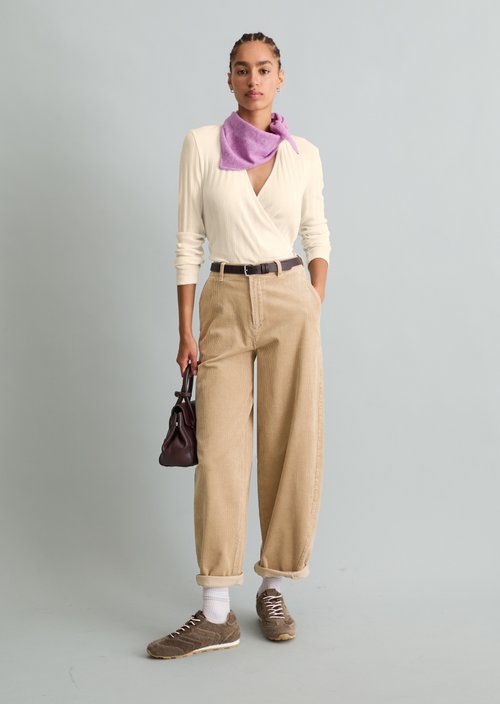 Airin Barrel-Leg Cord Pants — Sandpaper