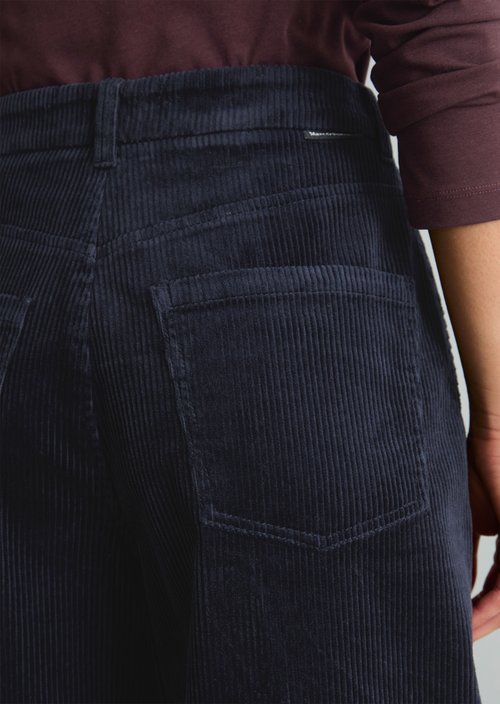 Airin Barrel-Leg Cord Pants — Blue Depths