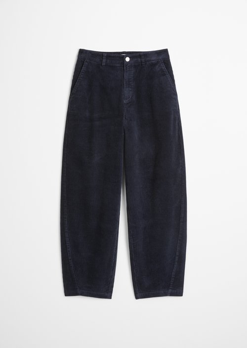 Airin Barrel-Leg Cord Pants — Blue Depths