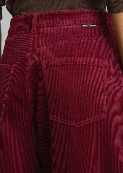 Airin Barrel-Leg Cord Pants Deep Burgundy in detail view