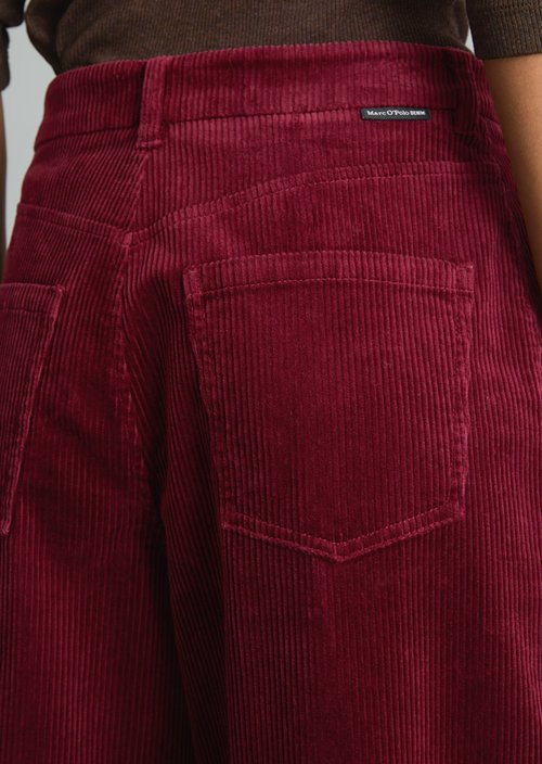 Airin Barrel-Leg Cord Pants — Deep Burgundy