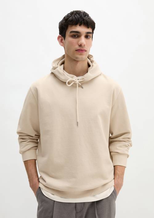 Felpa con cappuccio regular tinta in capo Light Oat in vista frontale
