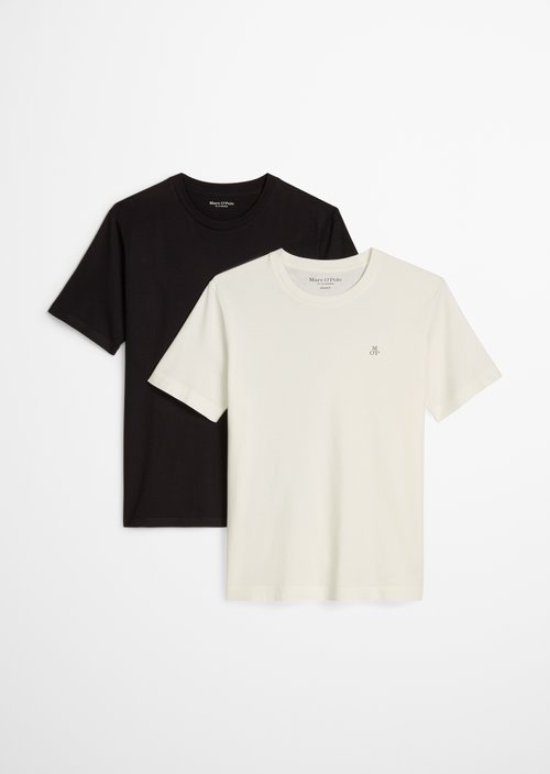 Double pack of regular round neck T-shirts — Black