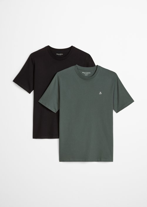 Double pack of regular round neck T-shirts — Black