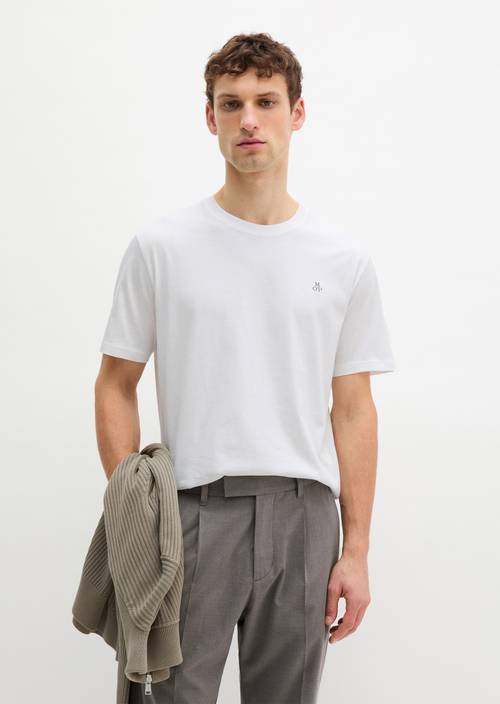 Double pack of regular round neck T-shirts White in front view