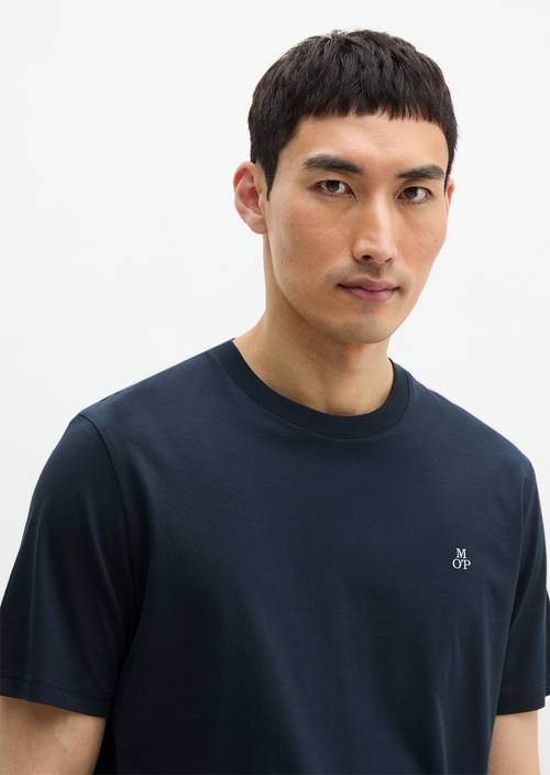 Double pack of regular round neck T-shirts Dark Navy in front view