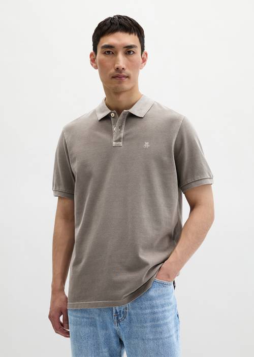 Polo piqué régulier Frozen Taupe en vue de face