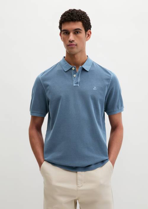 Polo piqué régulier Stormy Blue en vue de face