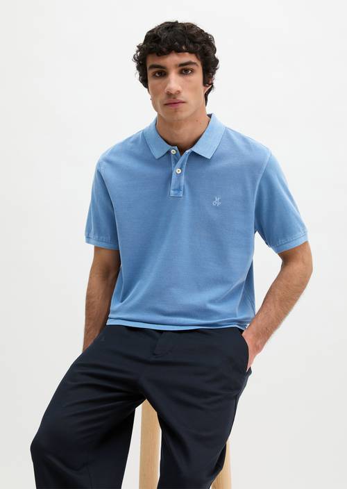 Polo piqué régulier Provincial Blue en vue de face