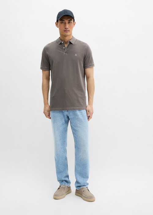Polo shirt piqué shaped garment-dyed — Dark Nickle