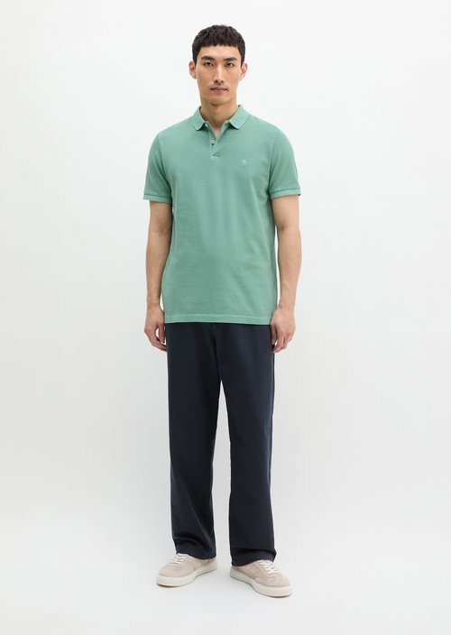 Polo shirt piqué shaped garment-dyed — Botanical Green