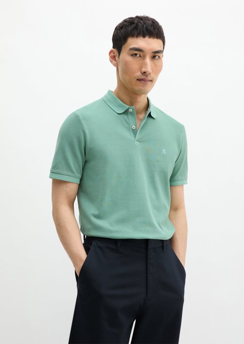 Polo shirt piqué shaped garment-dyed — Botanical Green