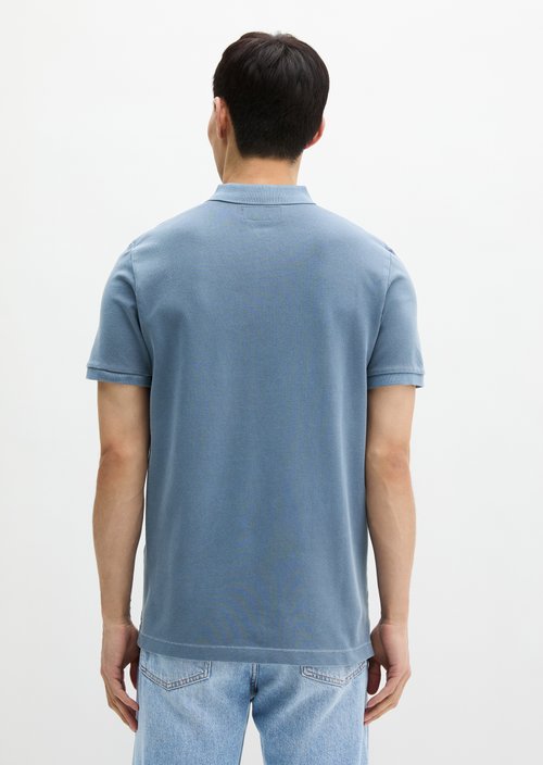 Polo shirt piqué shaped garment-dyed — Stormy Blue