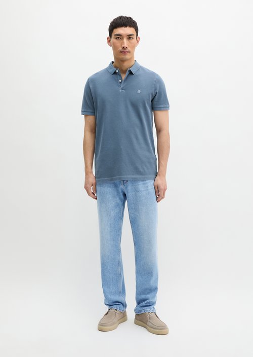 Polo shirt piqué shaped garment-dyed — Stormy Blue